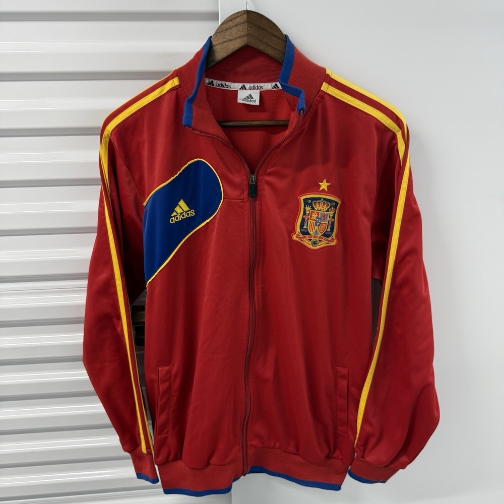 Adidas Spain Track Jacket Mens XL Red Yellow Soccer Full Zip Vintage